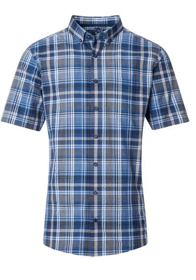 Produktbild für 'REDMOND Casual Comfort Fit Hemd Halbarm Multikaro blau'