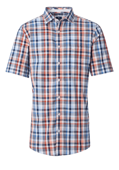 Produktbild für 'REDMOND Casual Comfort Fit Hemd Halbarm Multikaro orange'