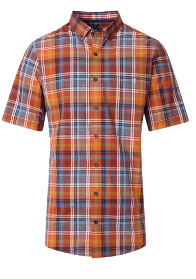 Produktbild für 'REDMOND Casual Comfort Fit Hemd Halbarm Multikaro orange'