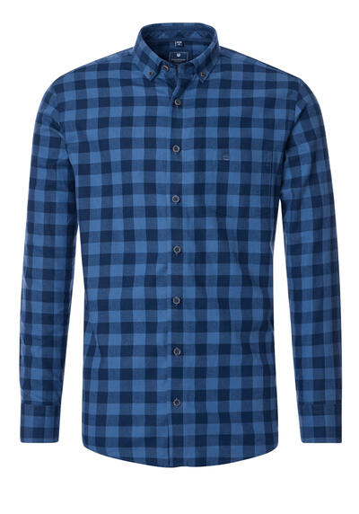 Produktbild für 'REDMOND Casual Comfort Fit Hemd Langarm Button Down Kragen Flanell Karo blau'