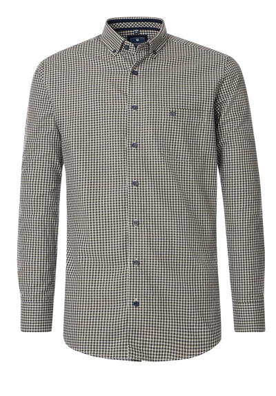 Produktbild für 'REDMOND Casual Comfort Fit Hemd Langarm Button Down Kragen Flanell Karo braun'