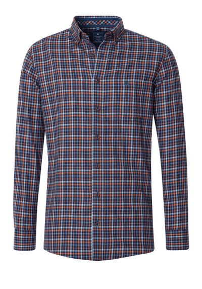Produktbild für 'REDMOND Casual Comfort Fit Hemd Langarm Button Down Kragen Flanell Karo braun'