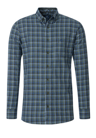 Produktbild für 'REDMOND Casual Comfort Fit Hemd Langarm Button Down Kragen Flanell Karo grn'