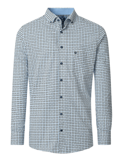 Produktbild f&uuml;r 'REDMOND Casual Comfort Fit Hemd Langarm Button Down Kragen Muster blau'