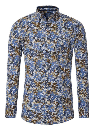 Produktbild für 'REDMOND Casual Comfort Fit Hemd Langarm Button Down Kragen Muster braun'