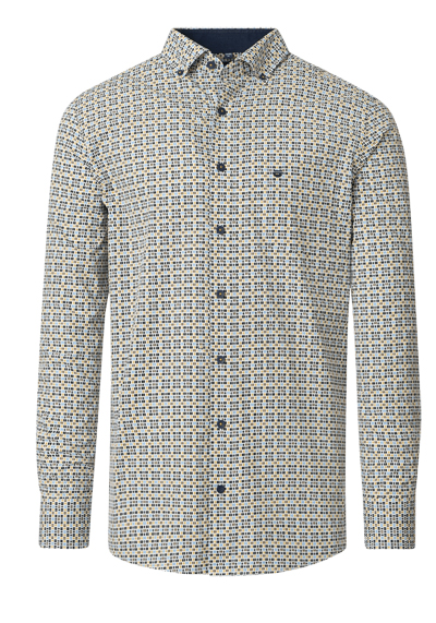 Produktbild f&uuml;r 'REDMOND Casual Comfort Fit Hemd Langarm Button Down Kragen Muster gelb'