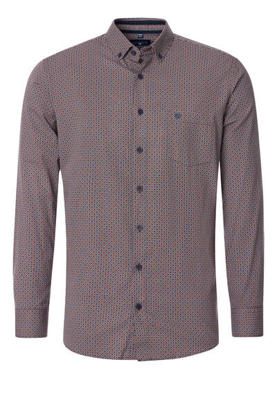 Produktbild für 'REDMOND Casual Comfort Fit Hemd Langarm Button Down Kragen Muster rot'