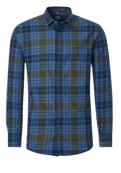 Produktbild für 'REDMOND Casual Comfort Fit Hemd Langarm New Kent Kragen Flanell Karo grn'