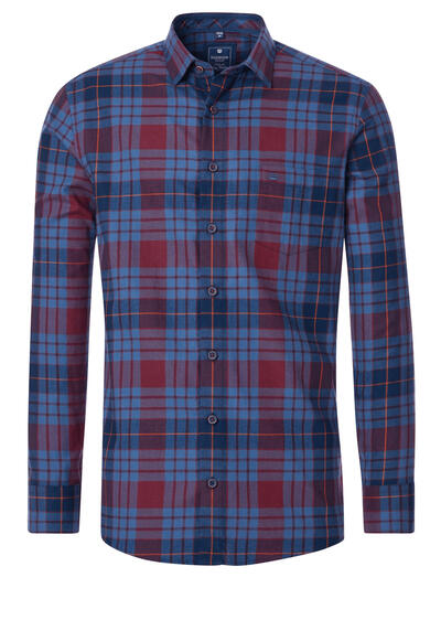 Produktbild für 'REDMOND Casual Comfort Fit Hemd Langarm New Kent Kragen Flanell Karo rot'