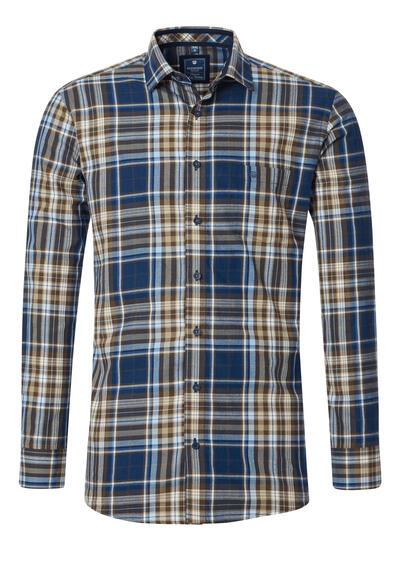 Produktbild für 'REDMOND Casual Comfort Fit Hemd Langarm New Kent Kragen Karo braun'