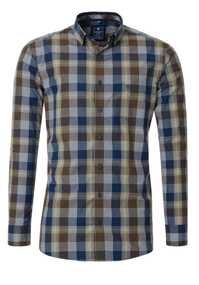 Produktbild für 'REDMOND Casual Comfort Fit Hemd Langarm New Kent Kragen Karo braun'