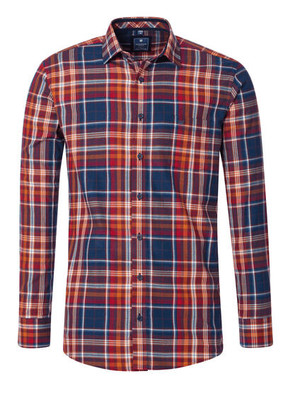Produktbild für 'REDMOND Casual Comfort Fit Hemd Langarm New Kent Kragen Karo rot'