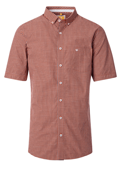Produktbild für 'REDMOND Casual Modern Fit Hemd Halbarm Karo orange'