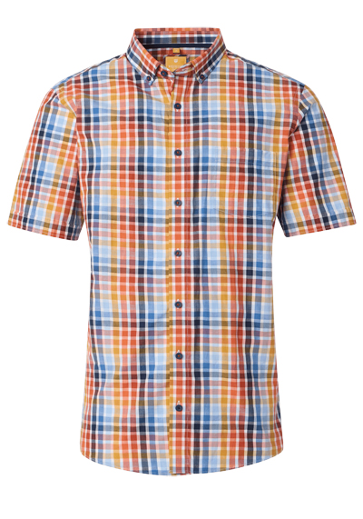 Produktbild für 'REDMOND Casual Modern Fit Hemd Halbarm Multikaro orange'