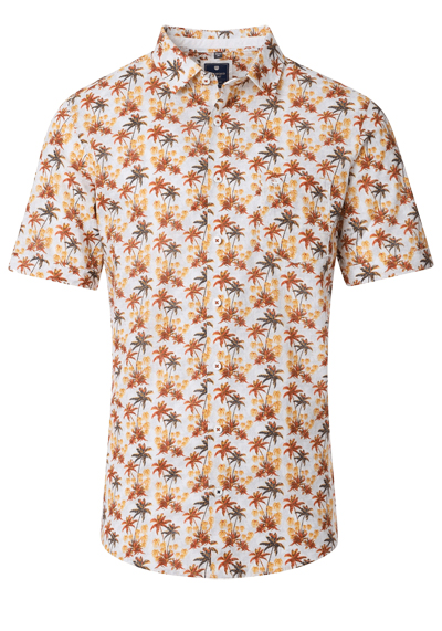 Produktbild für 'REDMOND Casual Modern Fit Hemd Halbarm Palmenmuster orange'
