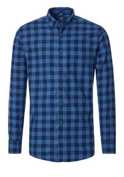 Produktbild für 'REDMOND Casual Modern Fit Hemd Langarm Button Down Kragen Flanell Karo blau'