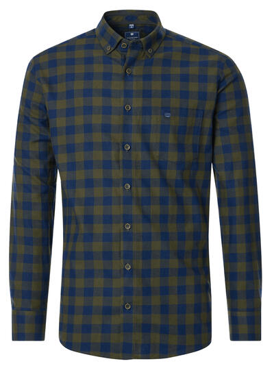 Produktbild für 'REDMOND Casual Modern Fit Hemd Langarm Button Down Kragen Flanell Karo grn'