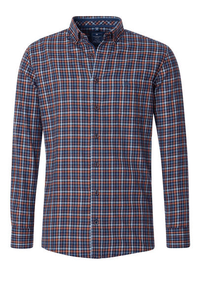 Produktbild für 'REDMOND Casual Modern Fit Hemd Langarm Button Down Kragen Flanell Karo orange'
