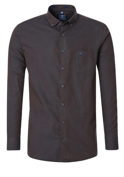 Produktbild für 'REDMOND Casual Modern Fit Hemd Langarm Button Down Kragen Flanell dunkelbraun'
