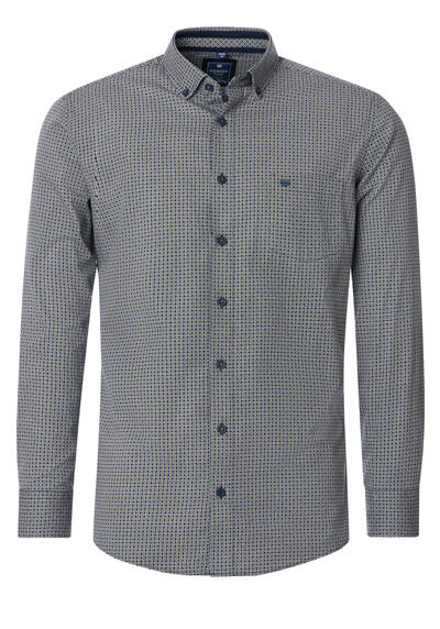 Produktbild für 'REDMOND Casual Modern Fit Hemd Langarm Button Down Kragen Muster braun'