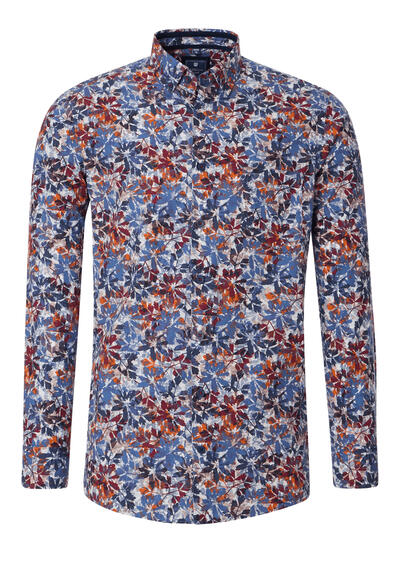 Produktbild für 'REDMOND Casual Modern Fit Hemd Langarm Button Down Kragen Muster rot'