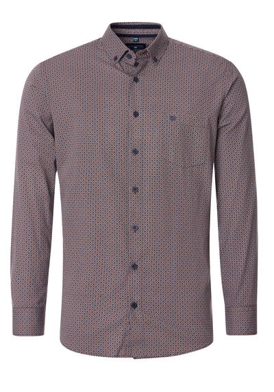 Produktbild für 'REDMOND Casual Modern Fit Hemd Langarm Button Down Kragen Muster rot'