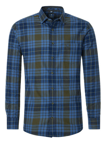 Produktbild für 'REDMOND Casual Modern Fit Hemd Langarm New Kent Kragen Flanell Karo grn'