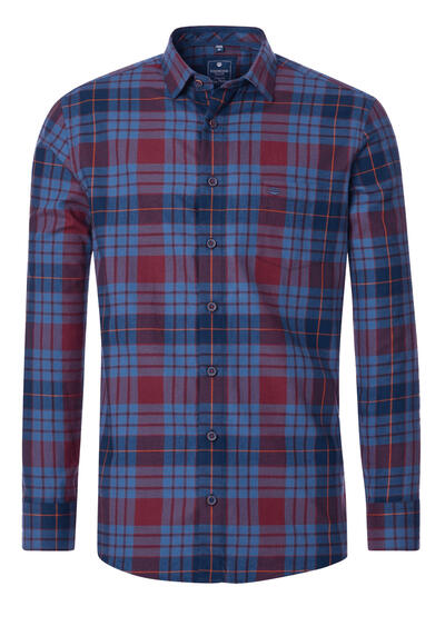 Produktbild für 'REDMOND Casual Modern Fit Hemd Langarm New Kent Kragen Flanell Karo rot'