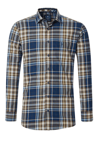 Produktbild für 'REDMOND Casual Modern Fit Hemd Langarm New Kent Kragen Karo blau'