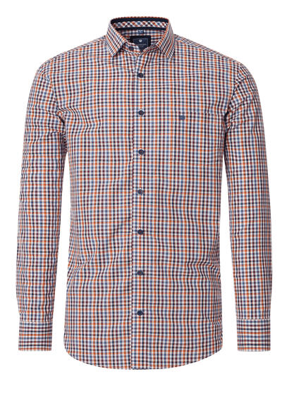 Produktbild für 'REDMOND Casual Modern Fit Hemd Langarm New Kent Kragen Karo orange'