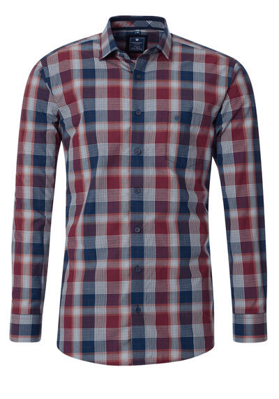 Produktbild für 'REDMOND Casual Modern Fit Hemd Langarm New Kent Kragen Karo rot'