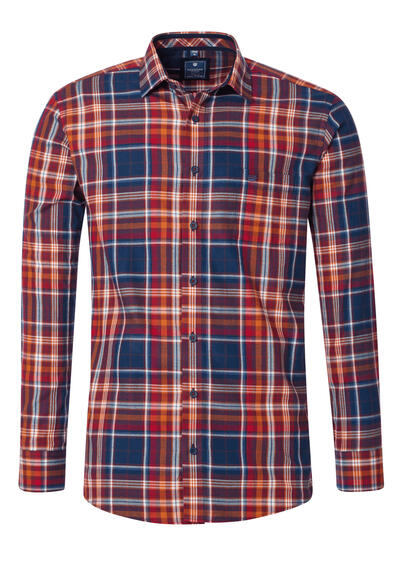 Produktbild für 'REDMOND Casual Modern Fit Hemd Langarm New Kent Kragen Karo rot'