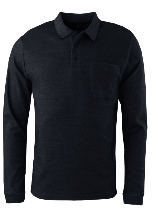 Produktbild f&uuml;r 'REDMOND Casual Poloshirt Langarm gekn�pfter Polokragen Pique anthrazit'