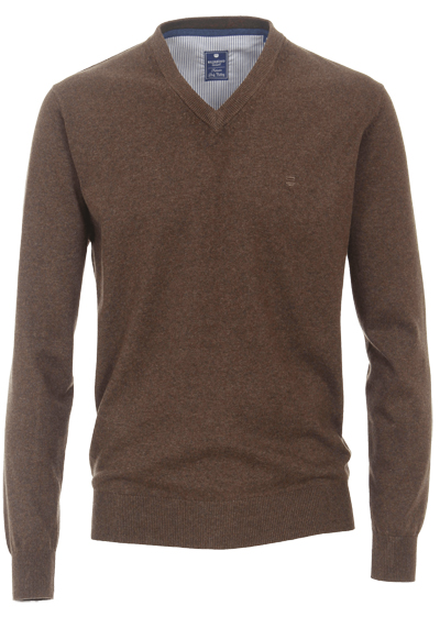 REDMOND Casual Pullover V-Ausschnitt braun