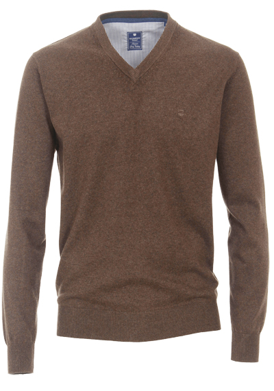 REDMOND Casual Pullover V-Ausschnitt mokka