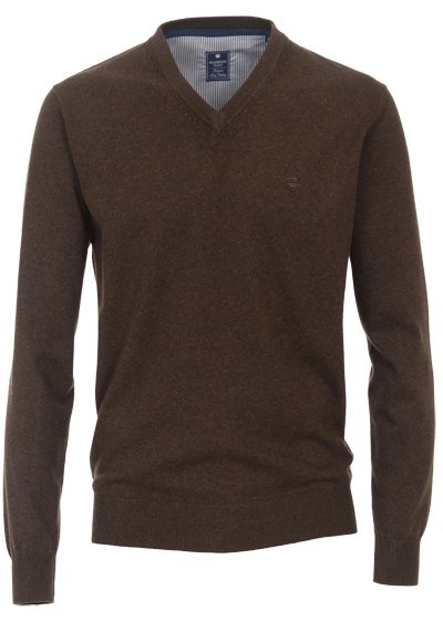 REDMOND Casual Pullover V-Ausschnitt schwarzbraun