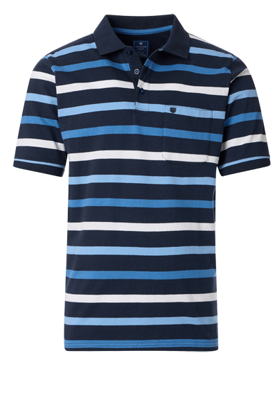 Produktbild für 'REDMOND Comfort Fit Polo Halbarm Jersey Ringel blau'
