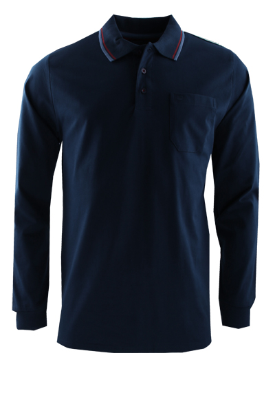 REDMOND Poloshirt Comfort Fit Langarm Polokragen geknöpft dunkelblau