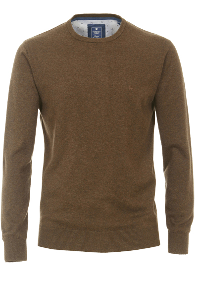 REDMOND Pullover Langarm Rundhals Strick mittelbraun