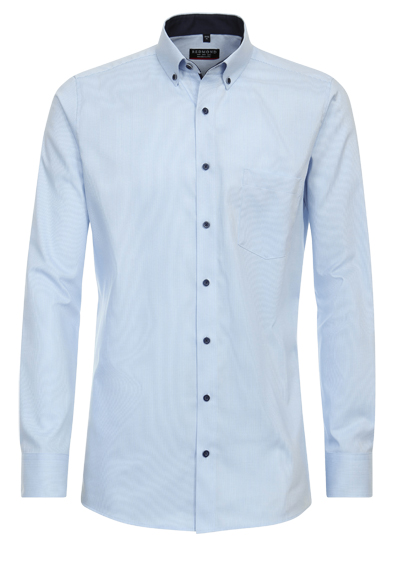 REDMOND Slim Fit Hemd Langarm Button Down Kragen Struktur eisblau