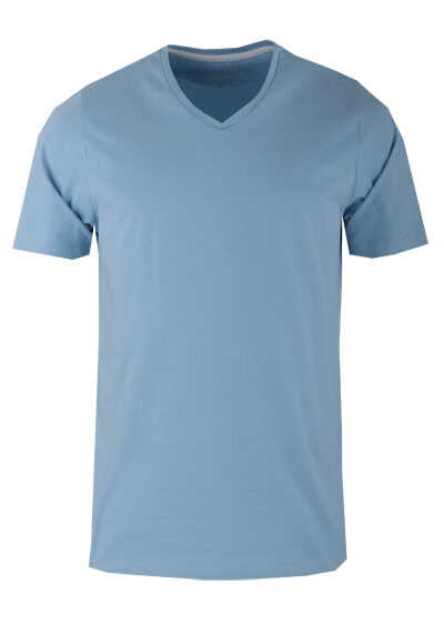 REDMOND T-Shirt Kurzarm V-Ausschnitt hellblau