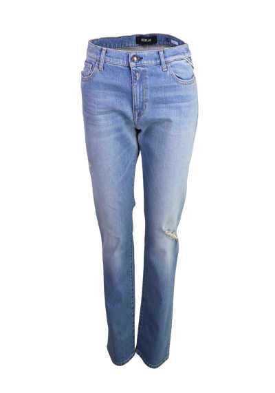 REPLAY Jeans JULYE Straight Leg Regular Waist 5 Pocket destroy mittelblau