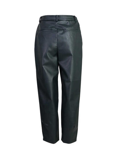 Produktbild fr 'RICH&ROYAL Hose Kunstleder Zipper mit Haken Grtelschlaufen dunkelgrn'