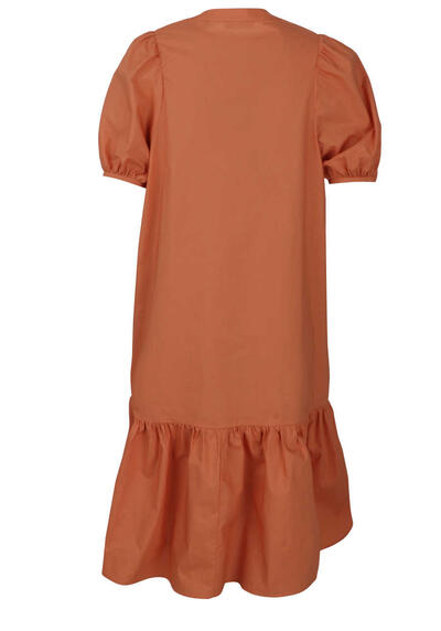Produktbild fr 'RICH&ROYAL Kurzarm Kleid geknpfte Front Volant Puffrmel orange'