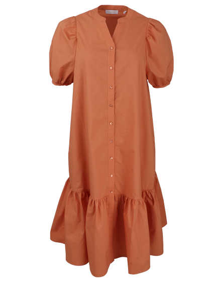 RICH&ROYAL Kurzarm Kleid geknpfte Front Volant Puffrmel orange