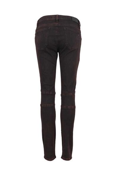 REPLAY Skinny Jeans Used Reiverschluss Ziernhte weinrot