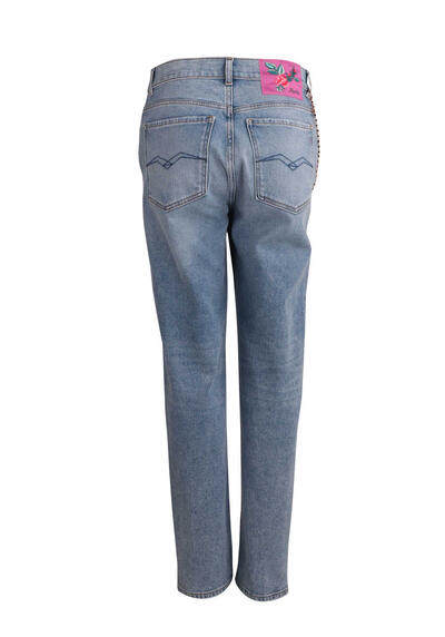Produktbild fr 'REPLAY Jeans Tapered Fit Used 5-Pocket Reiverschluss Uni hellblau'