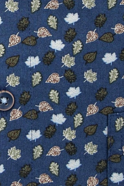 REDMOND Modern Fit Hemd Langarm Button Down Kragen Muster blau