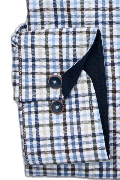 REDMOND Modern Fit Hemd Langarm Button Down Kragen bgelleicht Karo blau