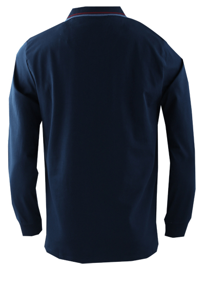 REDMOND Poloshirt Comfort Fit Langarm Polokragen geknpft dunkelblau